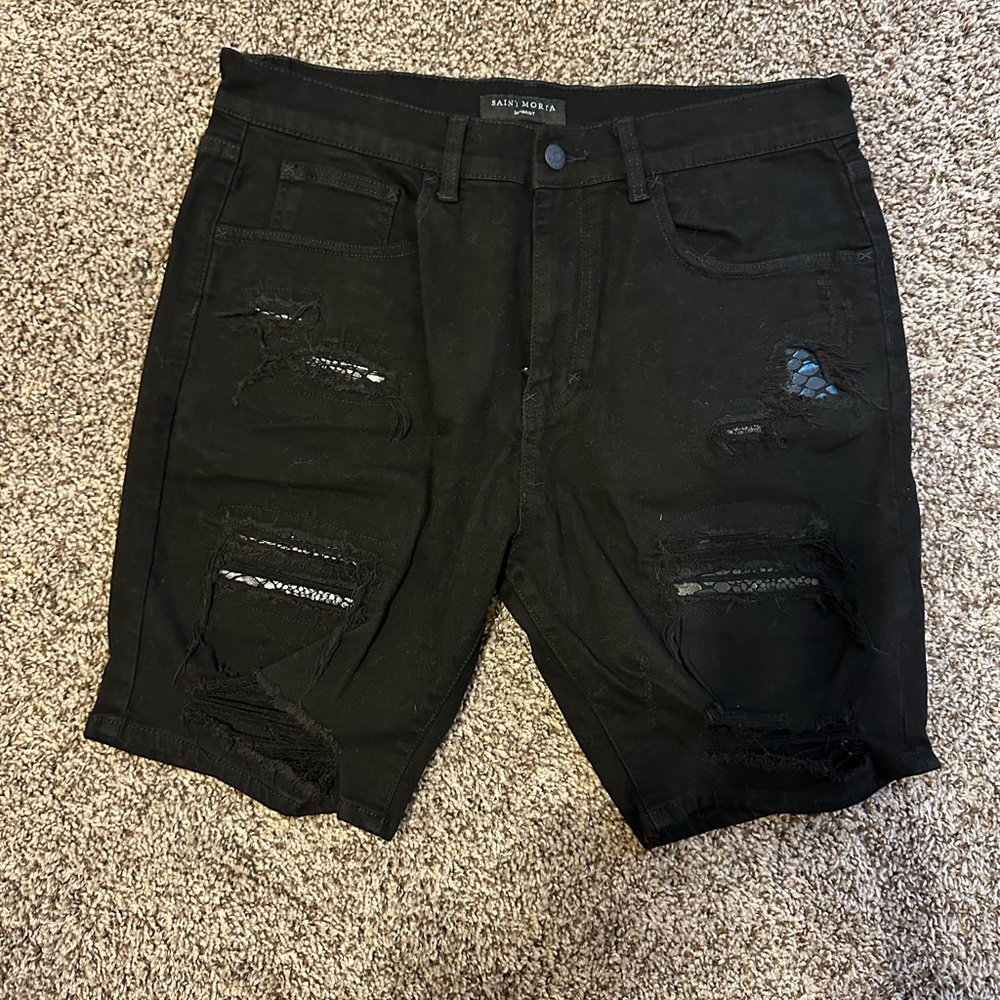 SAINT MORTA® Men’s Serpent Summum Jean Shorts - Distressed - size 34